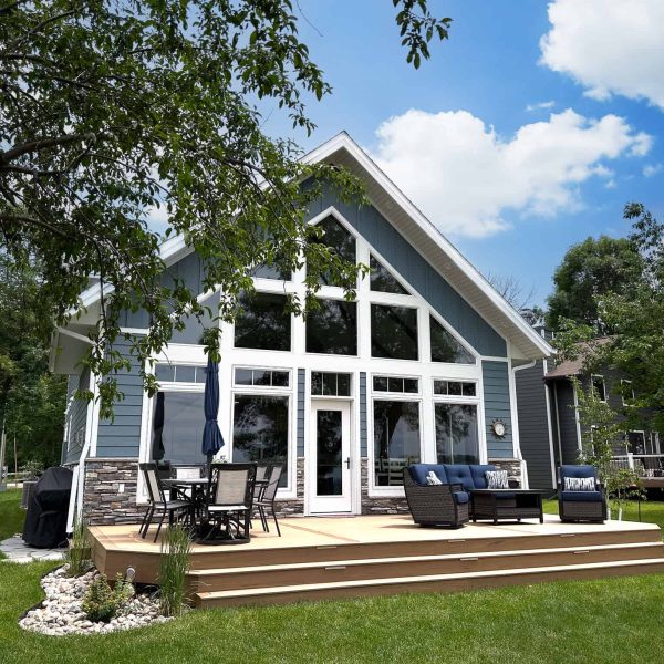 Bossert Home on Lake Lida • lakeside exterior wider A-frame windows