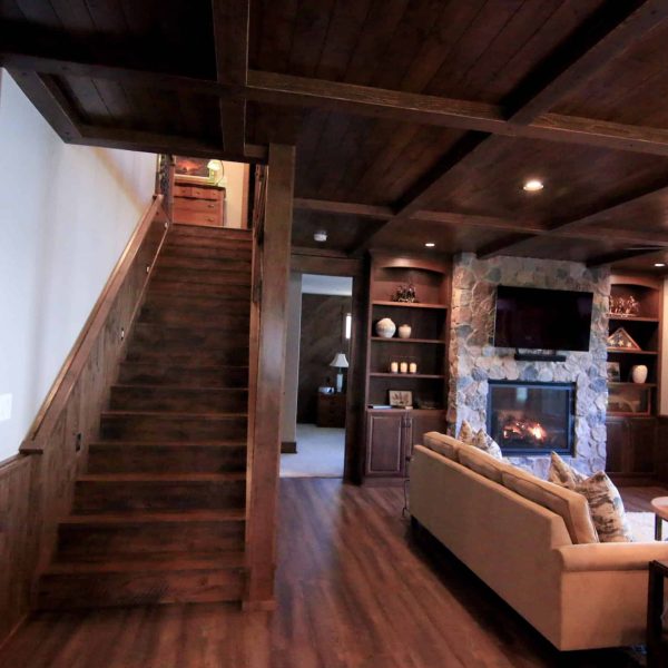 Wegner wood stairway & living room