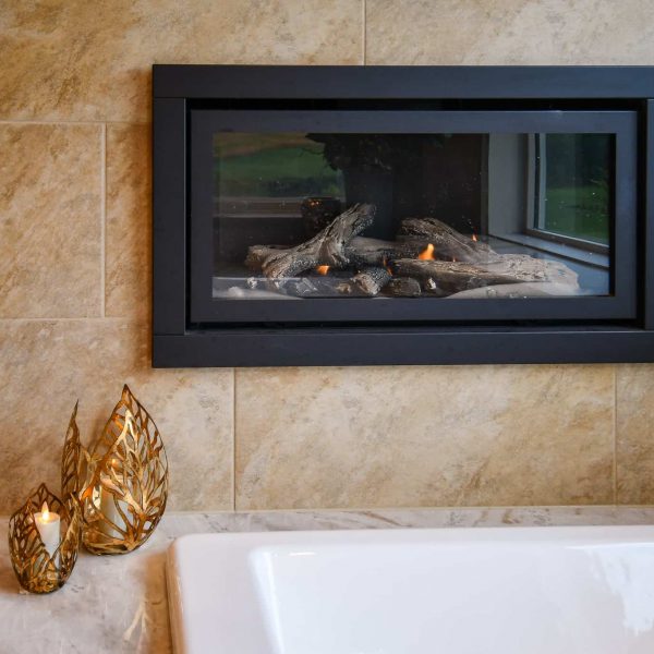 Bro Home Master Bathroom Fireplace