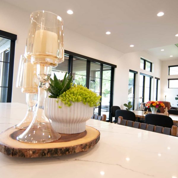 Newman Home on Lake Eunice, MN • kitchen island floral arrangement