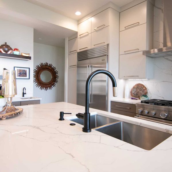 Newman Home on Lake Eunice, MN • kitchen island gourmet sink