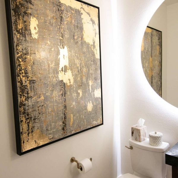 Newman Home on Lake Eunice, MN • guest bathroom artwork
