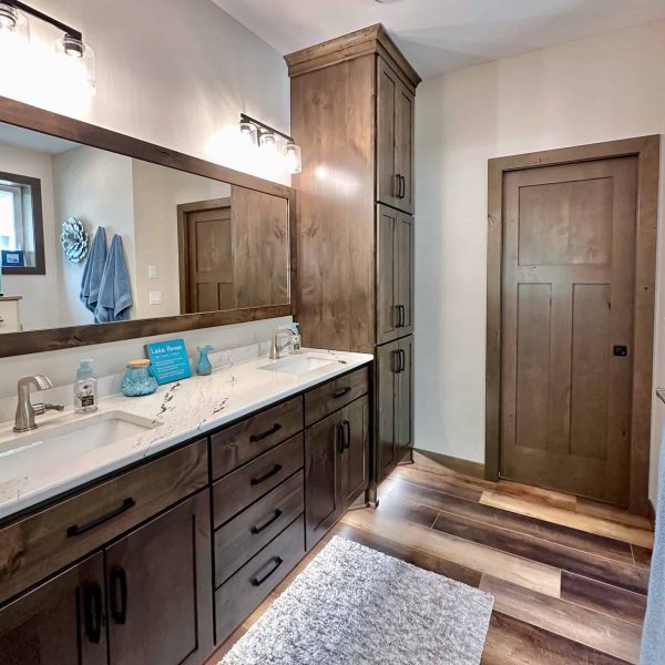 Bossert Home on Lake Lida • Master Bathroom counter top vanity and storage area