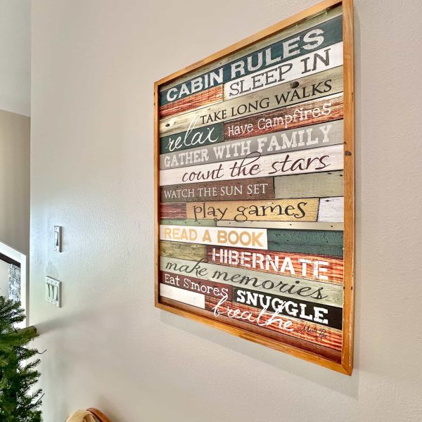 Bossert Home on Lake Lida • "Cabin Rules" sign in the Loft Lounge