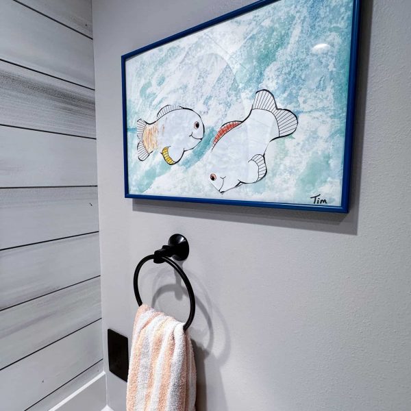 Spicer Home on Pelican Lake • Guest bathroom fish painting