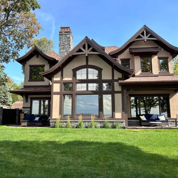 Spicer Home on Pelican Lake • Exterior lakeside yard view