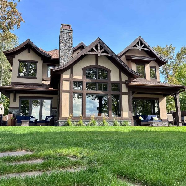 Spicer Home on Pelican Lake • Exterior lakeside yard view