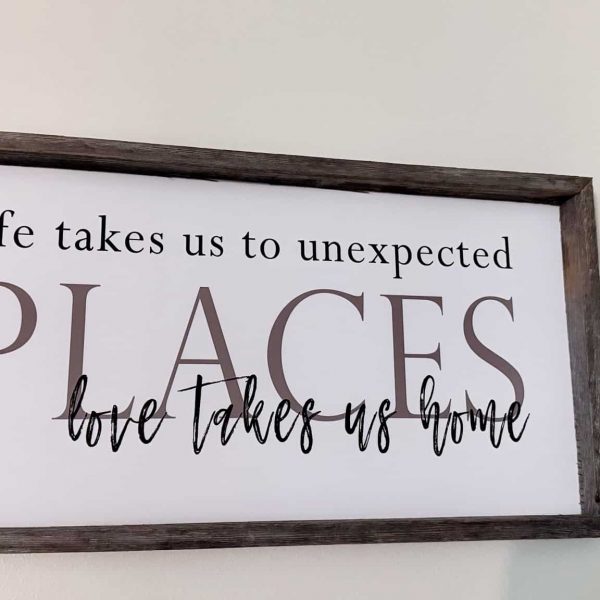 Wall decor with quote about life and love for home.