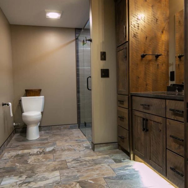 Briard Construction Model Home Basement Bathroom Cabinets