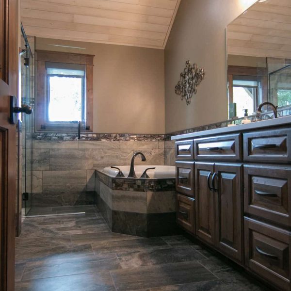Briard Construction Model Home Master Bathroom Tile Floor & Cabinets