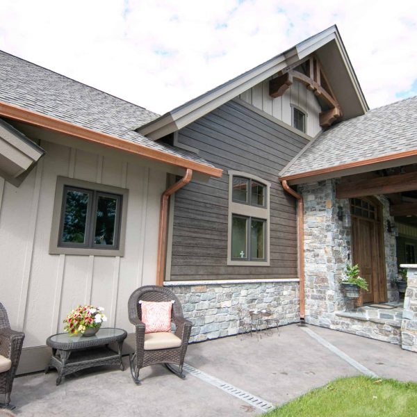 Briard Construction Model Home Exterior Front Copper Gutters