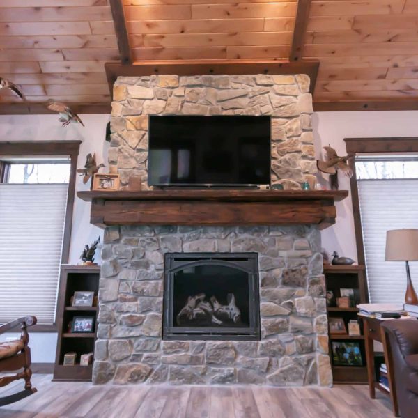 Johnson Home Four Seasons Stone Fireplace & Custom Mantel